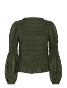 Crhenva Blouse Tops Blouses Long-sleeved Khaki Green Cream