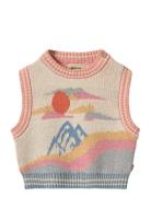 Jaquard Vest Maria Tops Vests Multi/patterned Wheat