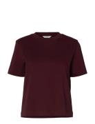 Slfessential Ss Boxy Tee Noos Tops T-shirts & Tops Short-sleeved Burgu...