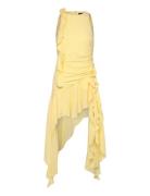 Ivana Georgette High Low Dress Kort Kjole Yellow Bardot