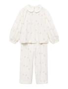 Baby-Collar Printed Pyjamas Pyjamassæt White Mango