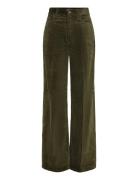 Cotton Corduroy Wide-Leg Pant Bottoms Trousers Wide Leg Khaki Green Po...