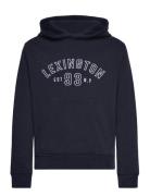 Lucas Logo Organic Cotton Hood Tops Sweatshirts & Hoodies Hoodies Navy...