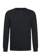 Cal L/S Grandad Tops T-Langærmet Skjorte Navy Clean Cut Copenhagen