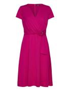 Surplice Jersey Dress Kort Kjole Pink Lauren Ralph Lauren