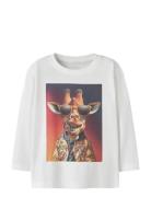 Nmmvoto Ls Nreg Top Tops T-shirts Long-sleeved T-Skjorte White Name It