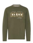 Tee Longsleeve Tops T-Langærmet Skjorte Khaki Green Blend