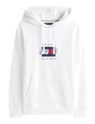 Linear Flag Graphic Hoodie Tops Sweatshirts & Hoodies Hoodies White To...