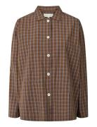 Malou Shirt - Poplin Tops Shirts Long-sleeved Brown STUDIO FEDER