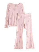 Pyjamas Pointelle Flare Pyjamassæt Pink Lindex