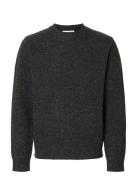 Slhneil Ls Knit Neps Crew Neck Tops Knitwear Round Necks Grey Selected