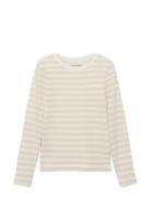 Basic Striped T-Shirt Tops T-shirts Long-sleeved T-Skjorte Cream Mango