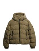 Hooded Sports Puffer Jacket Foret Jakke Khaki Green Superdry