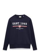 Graphic C-Neck Sweat Tops Sweatshirts & Hoodies Sweatshirts Navy GANT