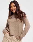 Pieces - Beige - Pcellen Ls O-Neck Knit Noos Bc