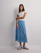 Only - Blå - Onltokyo Hw Linen Blend Long Skirt