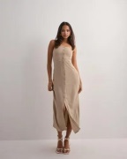 Only - Beige - Onlcaro Linen Bl but Tube Dress Cc