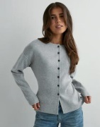 Only - Grå - Onllucy Ls O-Neck Cardigan Ex Knt