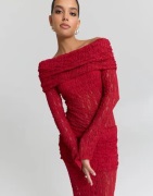 Nelly - Rød - Romantic Lace Off Shoulder Top