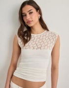 Nelly - Hvid - Lace Blocking Sleeveless Top
