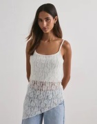 Pieces - Hvid - Pcariana Sl Asymmetric Lace Top D2D