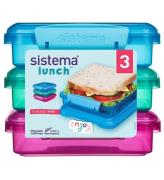 Sistema Madkasse - Sandwich Box - 450 ml - 3 Pak - Pink+BlÃ¥+Tur