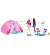 Barbie DukkesÃ¦t - Camping Telt Og Dukker Brooklyn Og Malibu