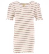 Minimalisma T-shirt - Silke/Bomuld - Blomst - Dusty Stripes