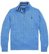 Polo Ralph Lauren Bluse - Strik - Summer Blue m. LynlÃ¥s