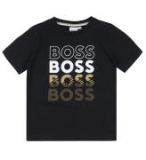 BOSS T-shirt - Sort m. Hvid/Brun