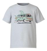 Name It T-shirt - NmmVictor - Light Grey Mela/Shark Bus