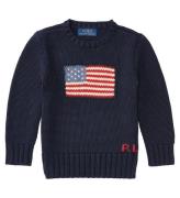 Polo Ralph Lauren Bluse - Strik - Navy m. Flag