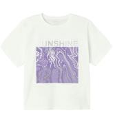 Name It T-shirt - Cropped - NkfJavase - Bright White/ Purple Ros