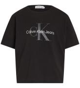Calvin Klein T-shirt - Glitter Monogram Boxy - Ck Black