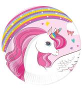 Decorata Party Paptallerkner - 8-pak - 23 cm - Unicorn Rainbow C