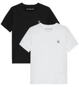 Calvin Klein T-shirt - 2-pak - Monogram - Hvid/Sort