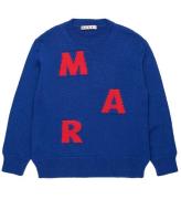 Marni Bluse - Bomuld/Uld - True Blue m. RÃ¸d