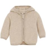 Huttelihut Cardigan - Uldfleece - Camel Melange m. Ã?rer