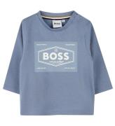 BOSS Bluse - LyseblÃ¥ m. Hvid