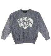 Emporio Armani Bluse - Strik - Navy/Hvidmeleret m. Tekst