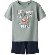 Name It ShortssÃ¦t - Shorts/T-shirt - NmmVigor - Slate Gray