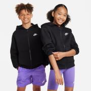 Nike Hættetrøje NSW Club Fleece Full Zip - Sort/Hvid Børn